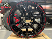 Load image into Gallery viewer, 5zigen Gloss Black w/ Milled Red &amp; Toyo Tires 235/70/16 RT set of 5
